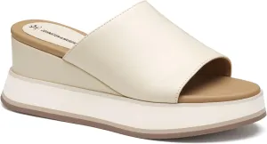 Johnston & Murphy Women’s Colleen Slides, Leather Platform Shoes for Women, Wedge Slide Sandals