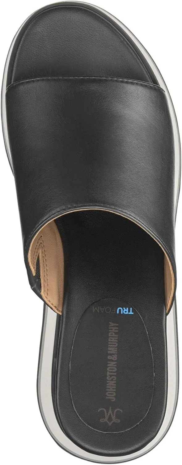 Johnston & Murphy Women’s Colleen Slides, Leather Platform Shoes for Women, Wedge Slide Sandals
