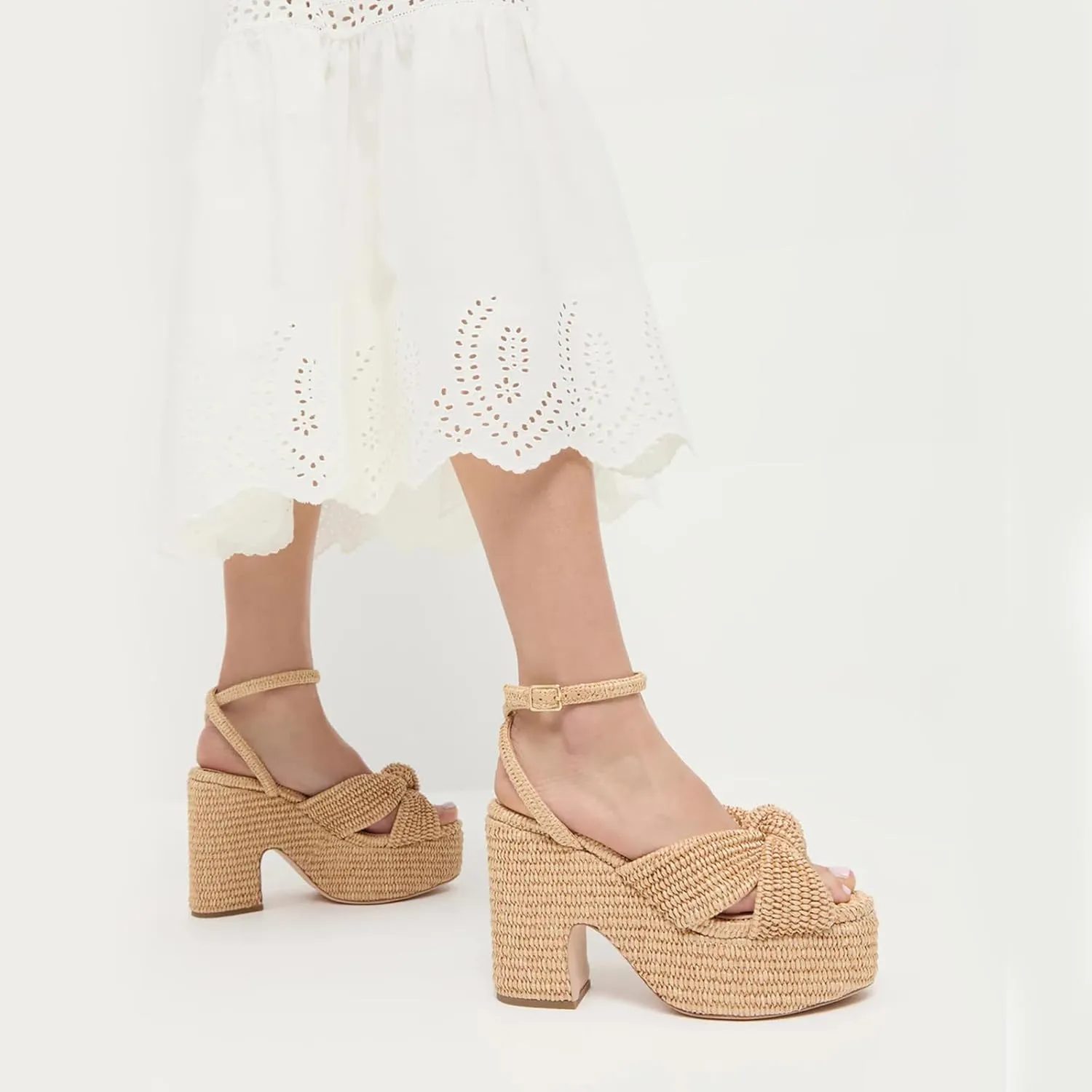 JORISTIMO Women's Chunky Platform Sandals Slingback Ankle Strappy Espadrille Wedges Sandals Open Round Toe Adjustable Buckle Sandals