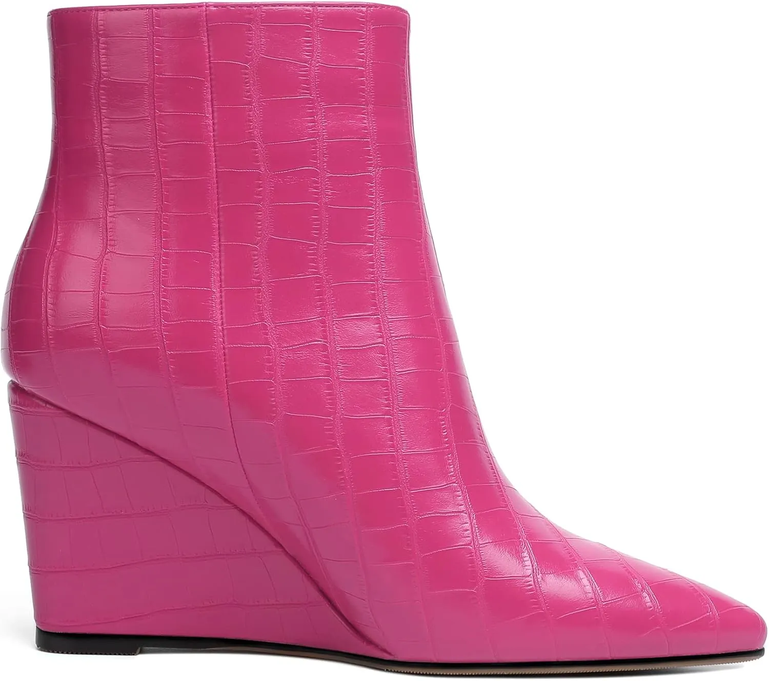 Joseywade Ankle Boots Wedge Heels for Women Pointed Toe Wedge Booties Zipper Closure with Fur 3.5 Inches Short Boots