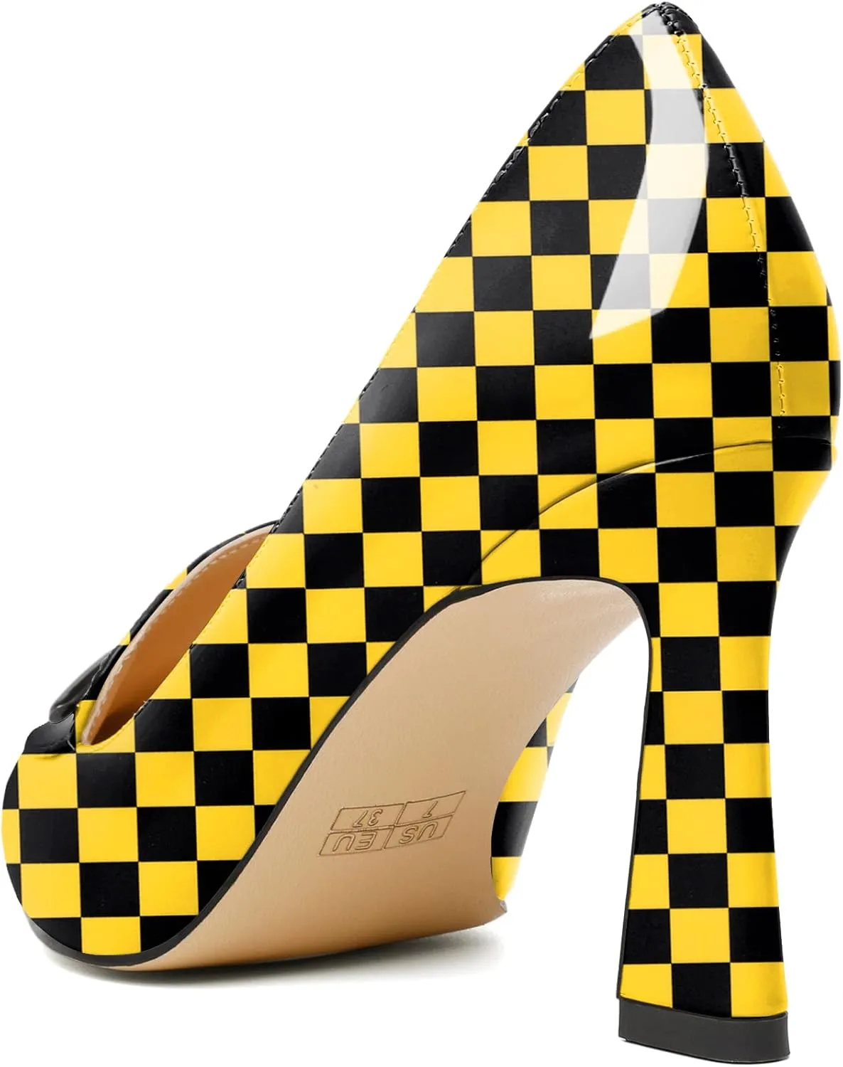 Joseywade Womens High Stilettos Heels Pointed Toe Pumps Slip-on Closed Toe Loafers 3.5 Inch Spool Heel Dress Shoes