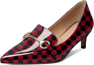 Joseywade Women's Low Heel Pumps 2" Closed Pointed Toe Kitten Heels Slip On Buckle Loafers Business Dressy Shoes
