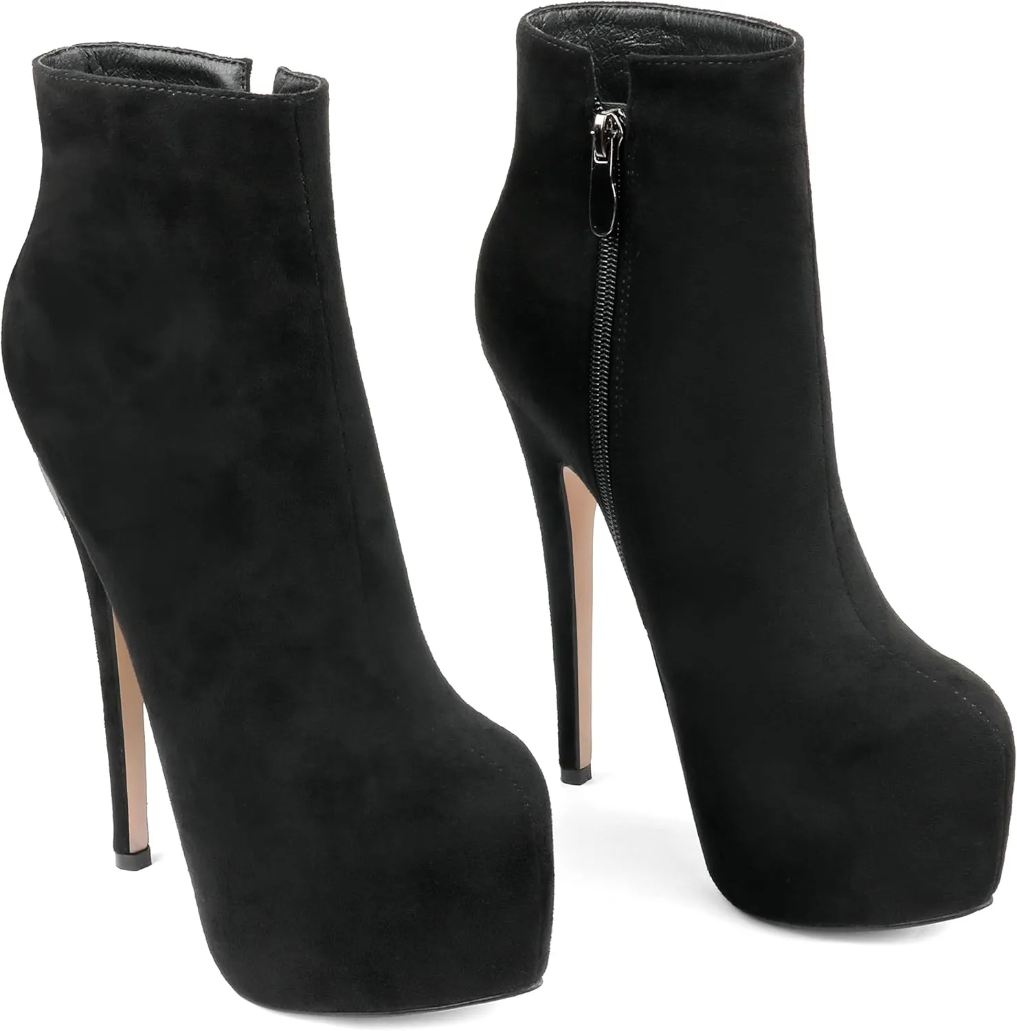 JOY IN LOVE Women's Platform Ankle Boots Zipper High Heels Shoes Short Booties