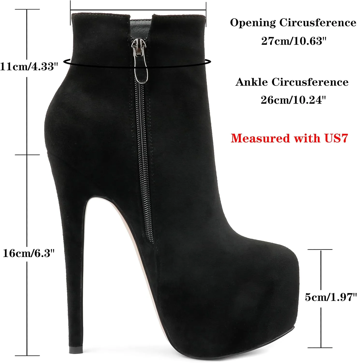 JOY IN LOVE Women's Platform Ankle Boots Zipper High Heels Shoes Short Booties