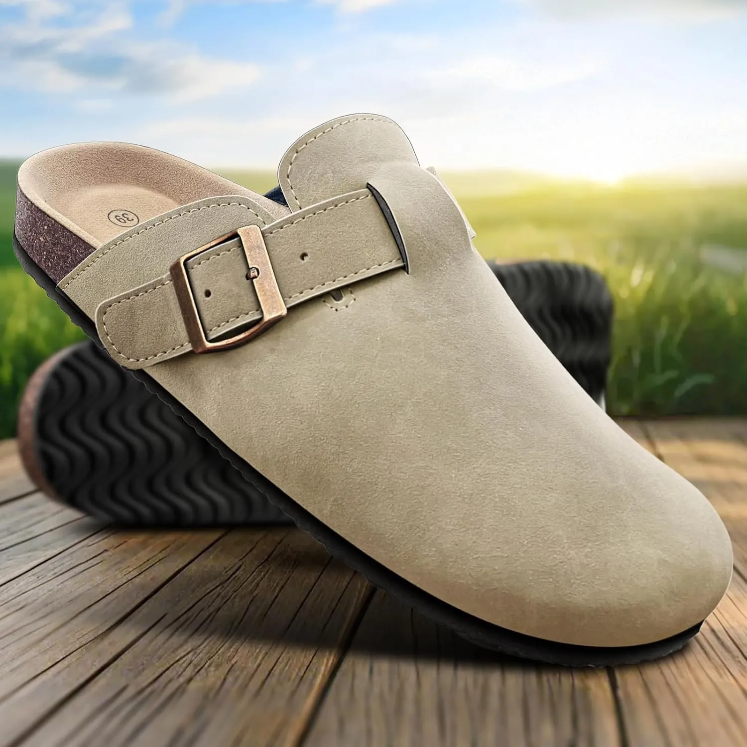 KEMISANT Women Clogs,Comfort Mules Slippers Nurse Work Shoes Sandals Unisex for Men Women with Cork-Footbed Cushion