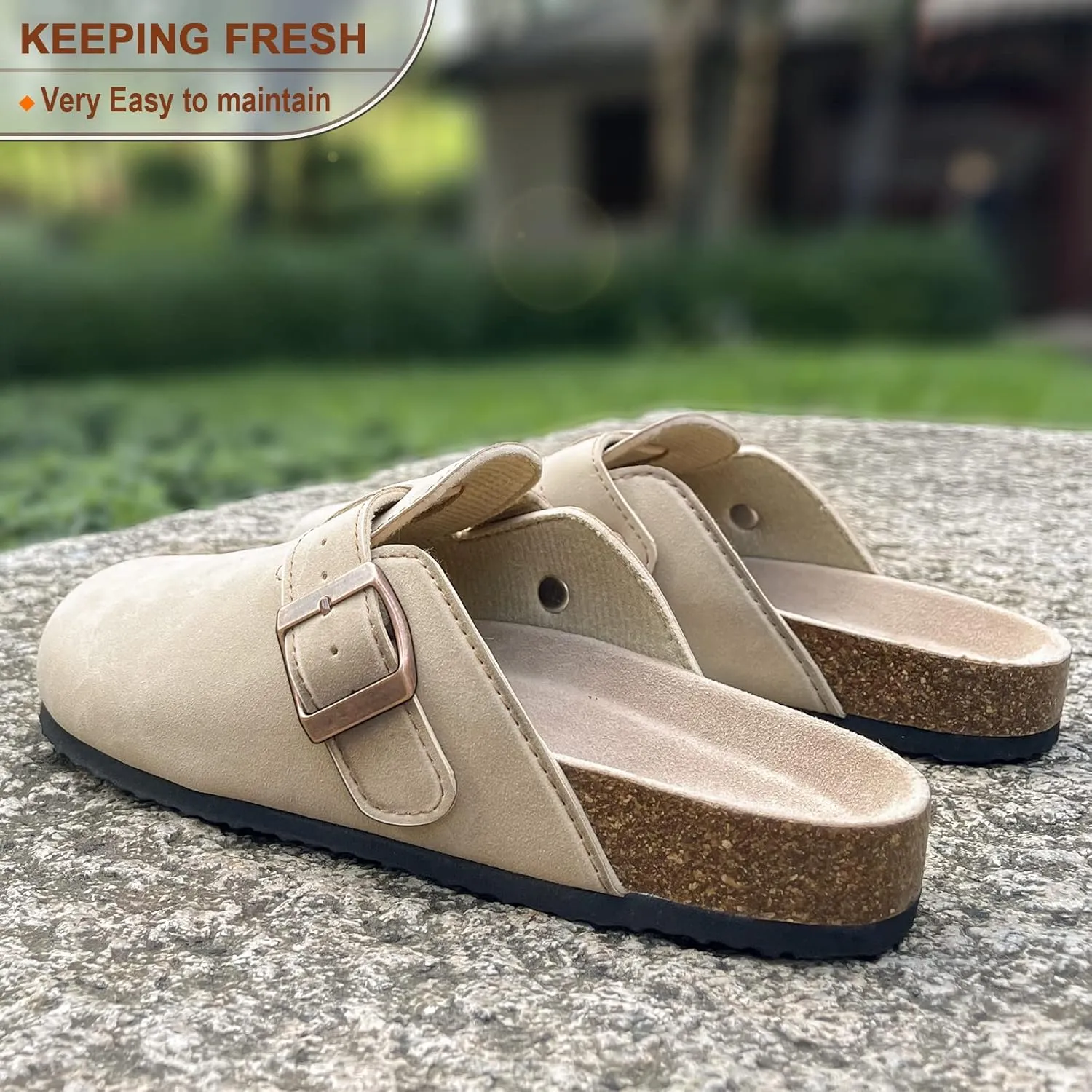 KEMISANT Women Clogs,Comfort Mules Slippers Nurse Work Shoes Sandals Unisex for Men Women with Cork-Footbed Cushion