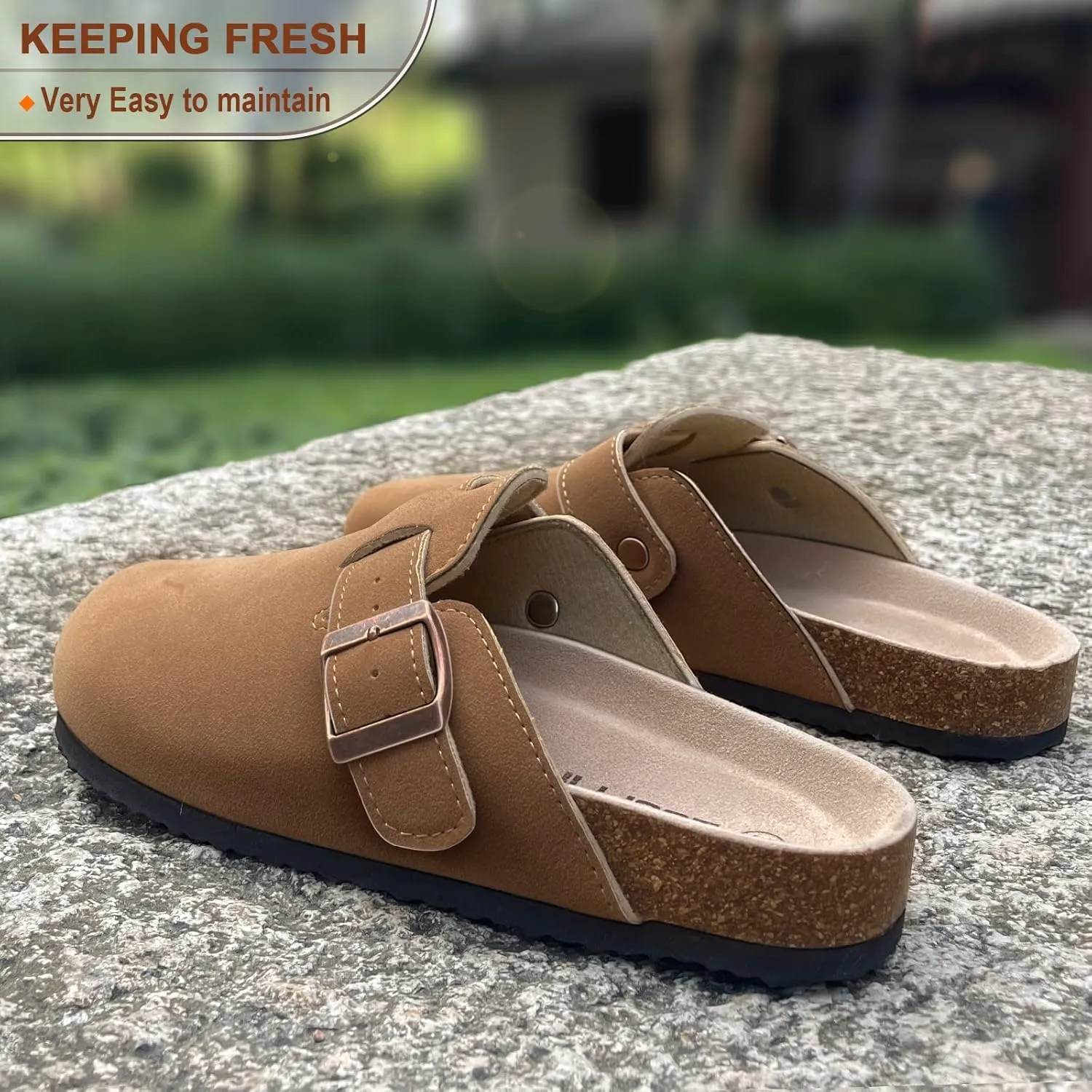 KEMISANT Women Clogs,Comfort Mules Slippers Nurse Work Shoes Sandals Unisex for Men Women with Cork-Footbed Cushion