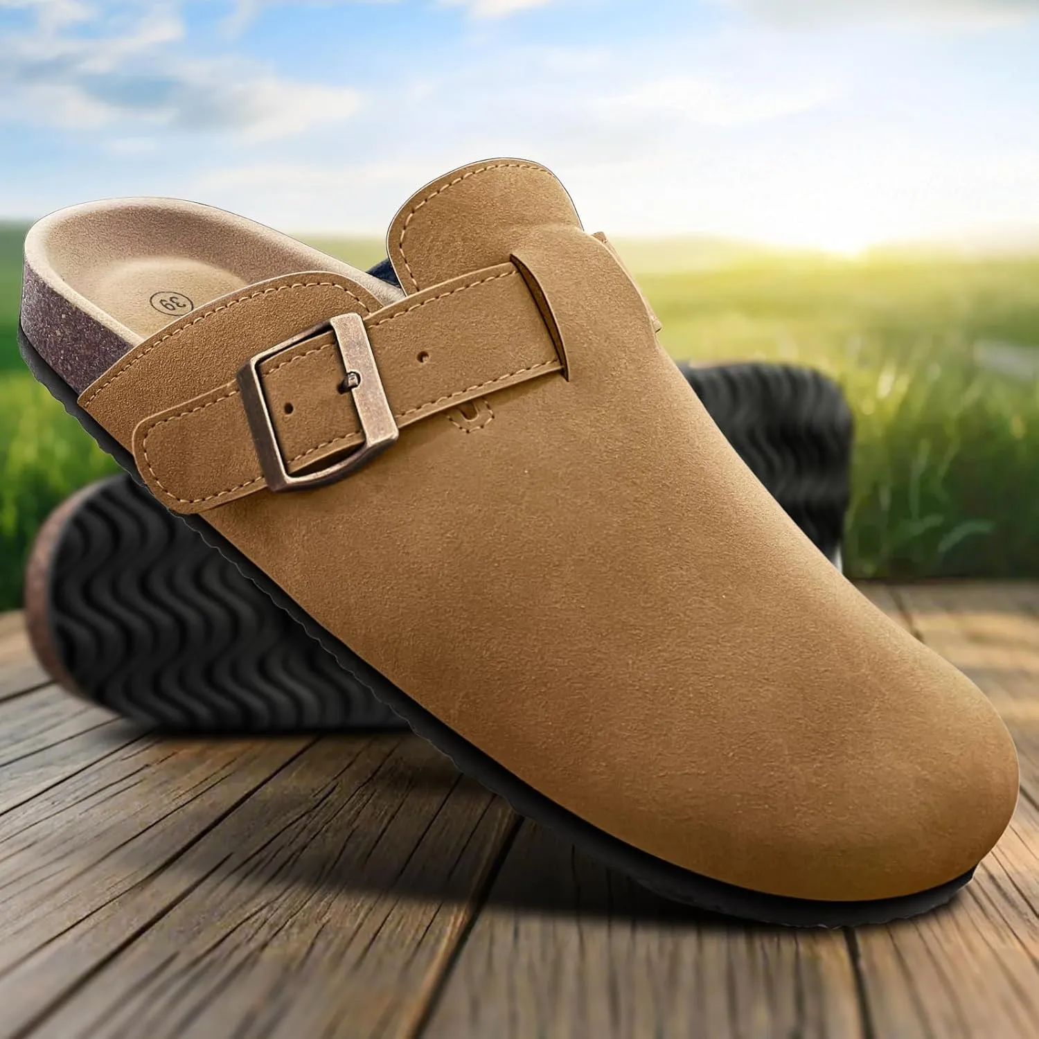 KEMISANT Women Clogs,Comfort Mules Slippers Nurse Work Shoes Sandals Unisex for Men Women with Cork-Footbed Cushion