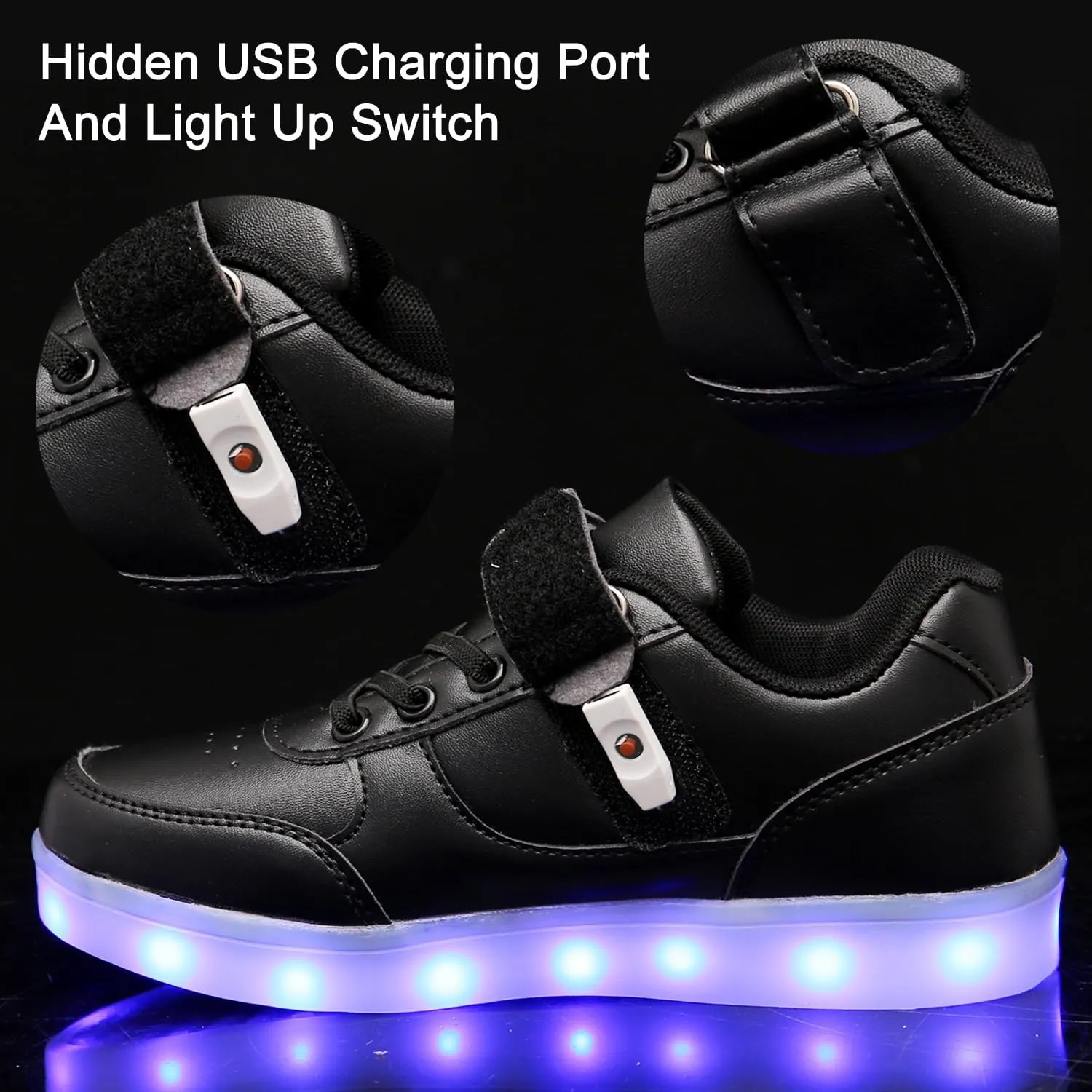Kids Light Up Shoes LED Sneakers High Top USB Charging Flashing Trainers for Child Girls Boys