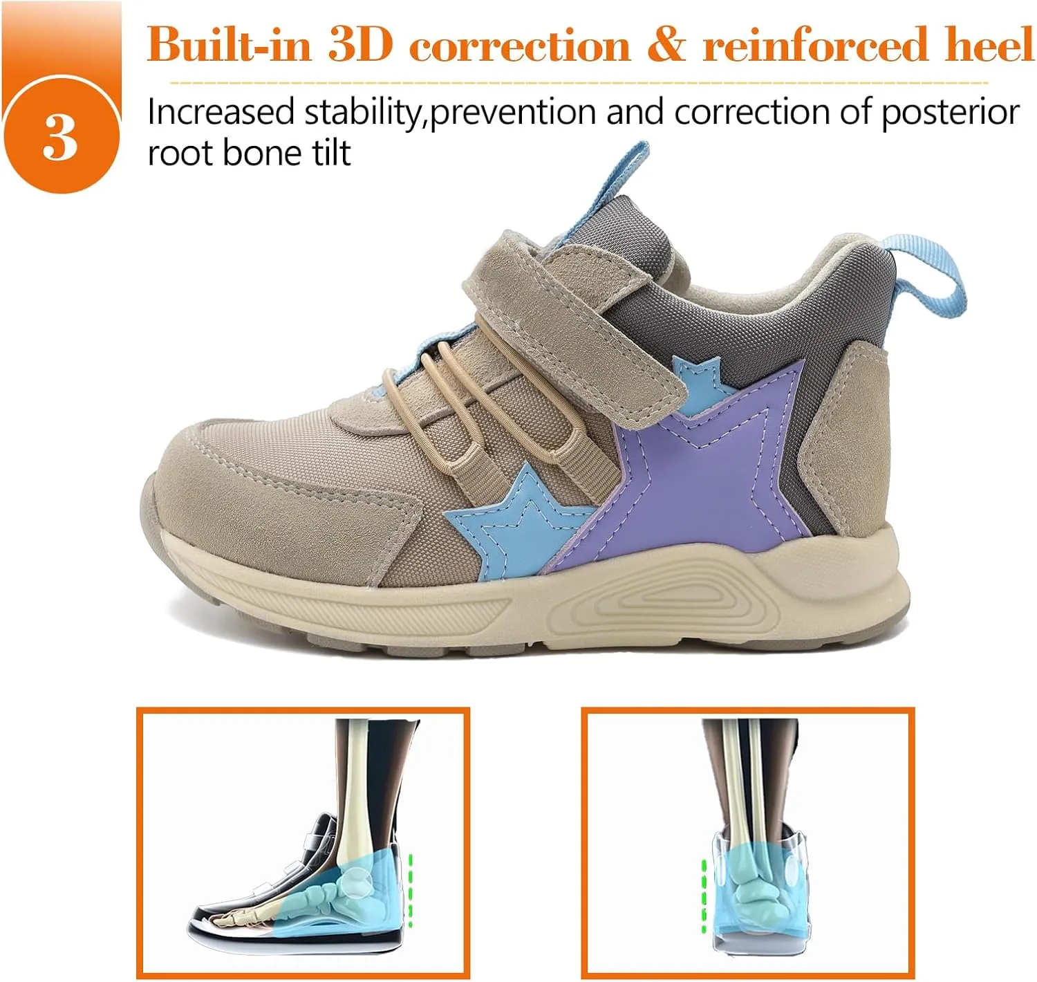 Kids Orthopedic Corrective Sneakers with Ankle and Arch Support for Toddlers'Foot Gait
