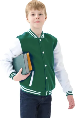 Kids Varsity Jacket Girls Boys Baseball Jacket Bomber Coat School Uniform with Pocket