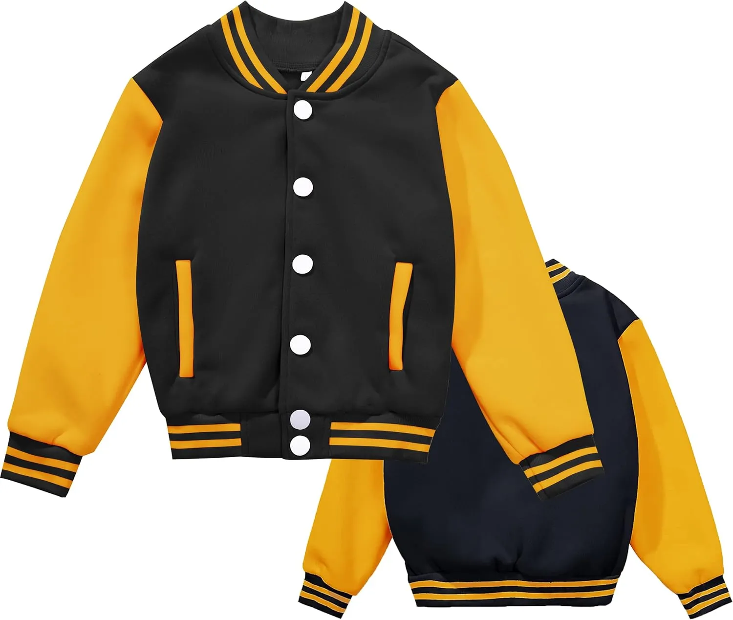 Kids Varsity Jacket Girls Boys Baseball Jacket Bomber Coat School Uniform with Pocket