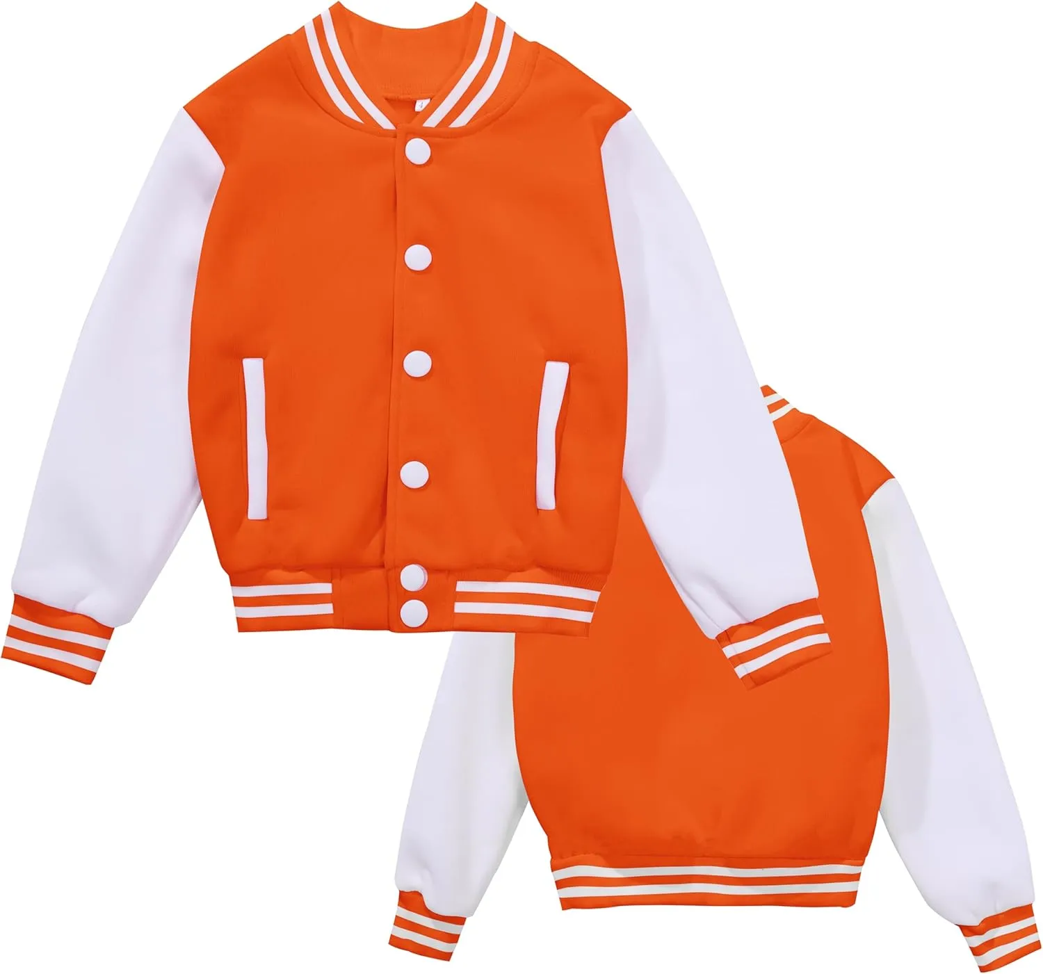 Kids Varsity Jacket Girls Boys Baseball Jacket Bomber Coat School Uniform with Pocket