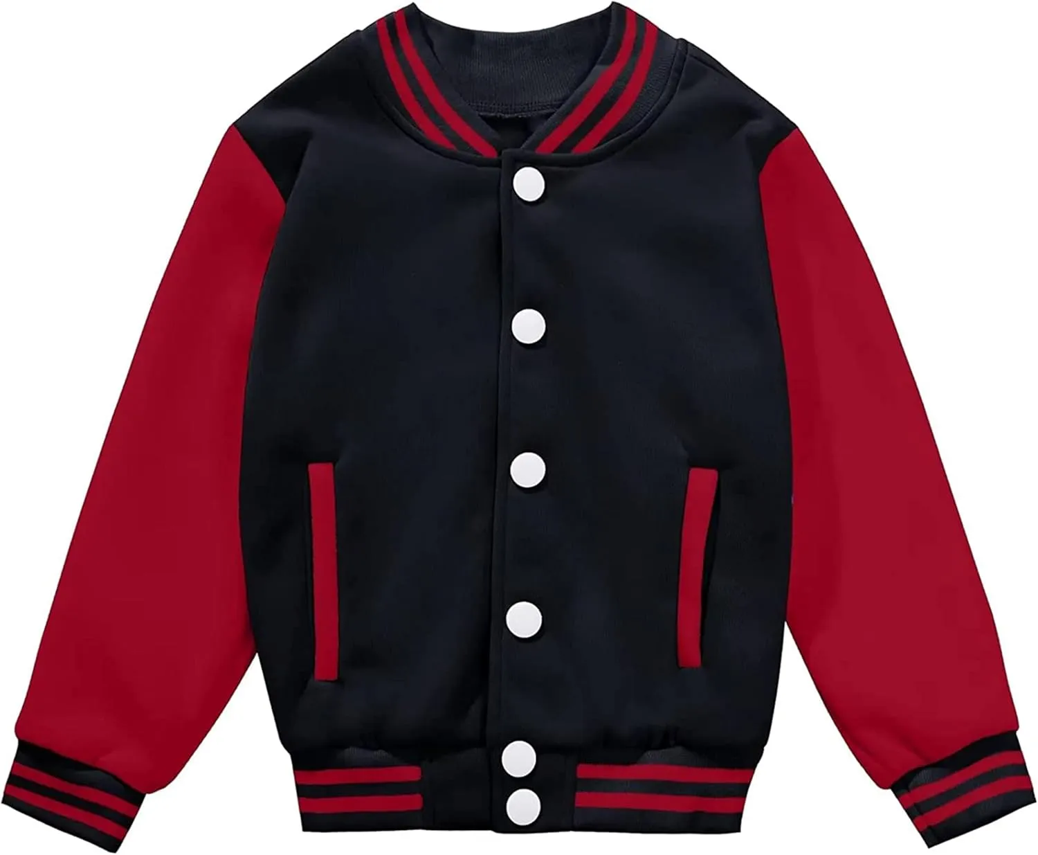 Kids Varsity Jacket Girls Boys Baseball Jacket Bomber Coat School Uniform with Pocket