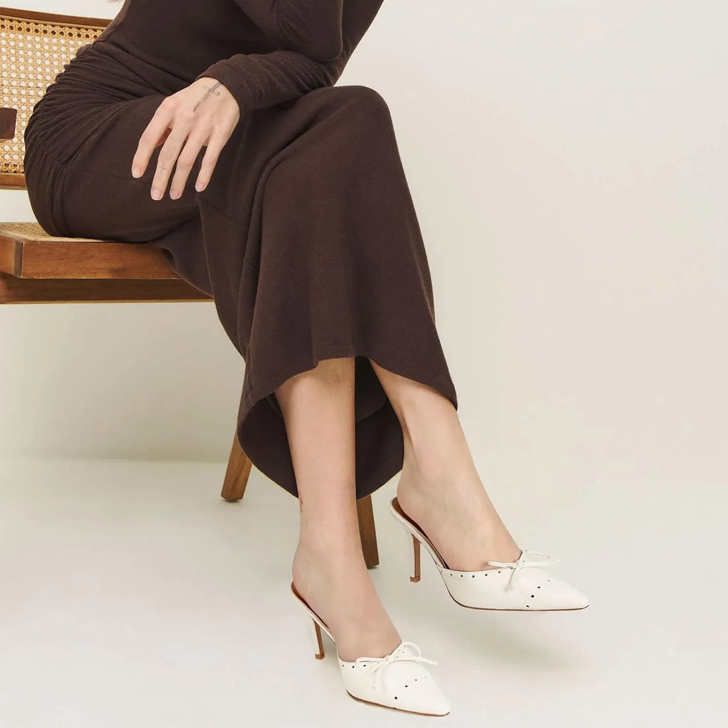 Kitten Heels for Women Dressy Pointed Toe Bow Heeled Sandals Vintage Mules Sexy Stiletto Heel Casual Pumps
