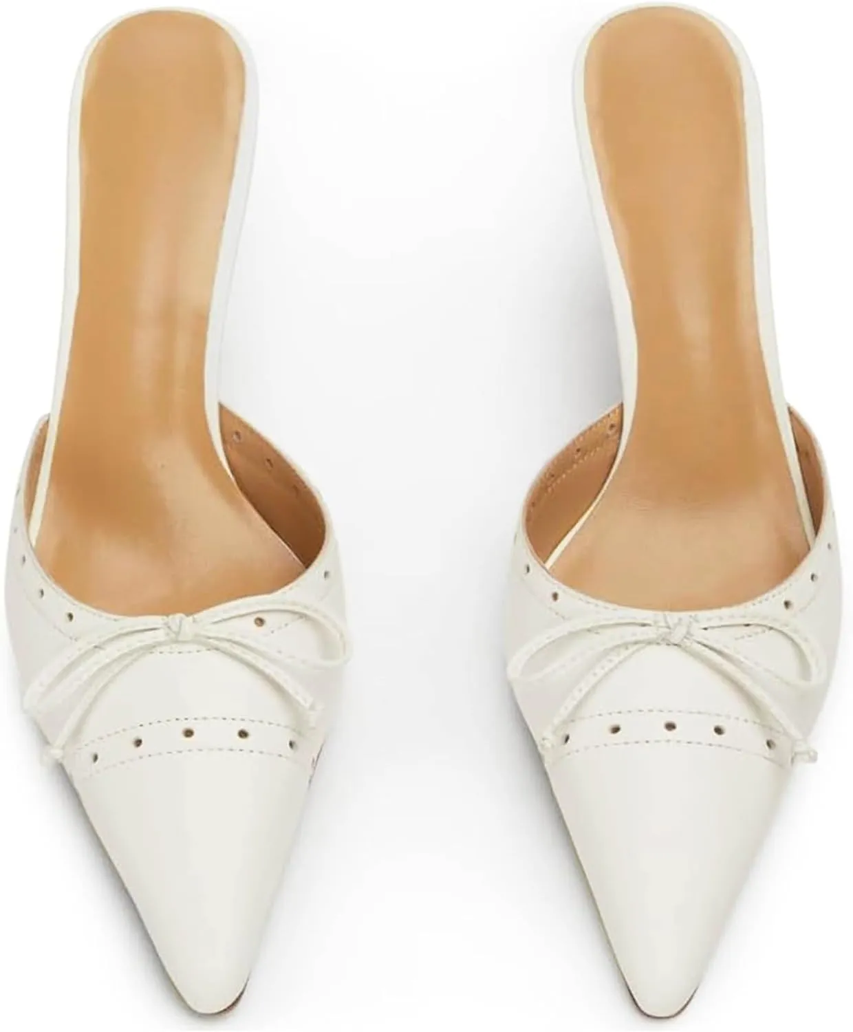 Kitten Heels for Women Dressy Pointed Toe Bow Heeled Sandals Vintage Mules Sexy Stiletto Heel Casual Pumps