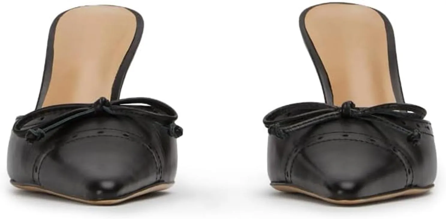 Kitten Heels for Women Dressy Pointed Toe Bow Heeled Sandals Vintage Mules Sexy Stiletto Heel Casual Pumps