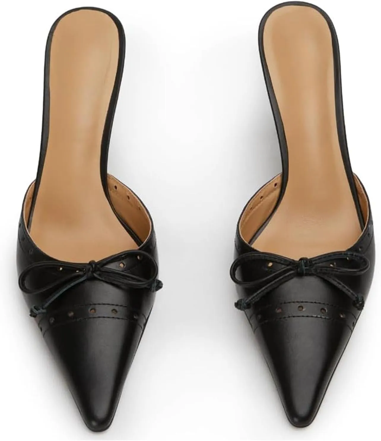 Kitten Heels for Women Dressy Pointed Toe Bow Heeled Sandals Vintage Mules Sexy Stiletto Heel Casual Pumps