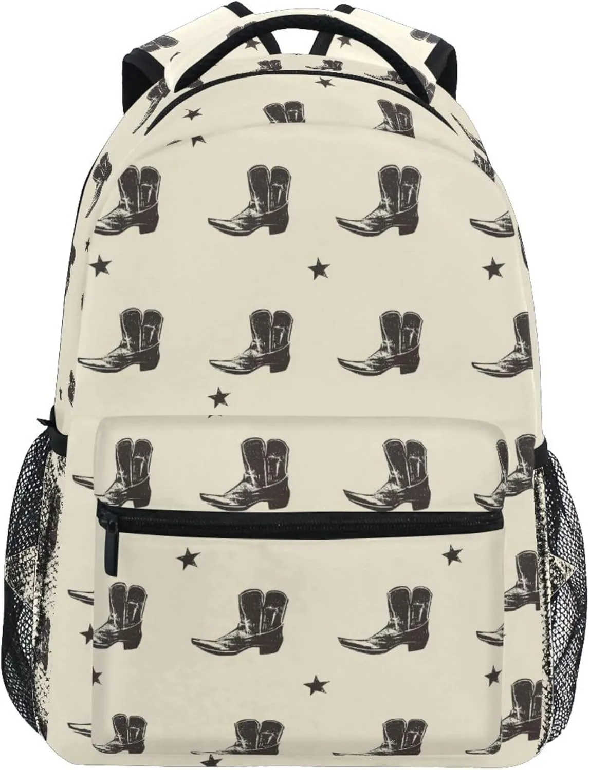 KLL Backpacks for Teens Boys Girls Waterproof Travel Laptop Backpack with Chest Strap for Travel Trip Western Cowboy Boots Spurs Primitive Charm