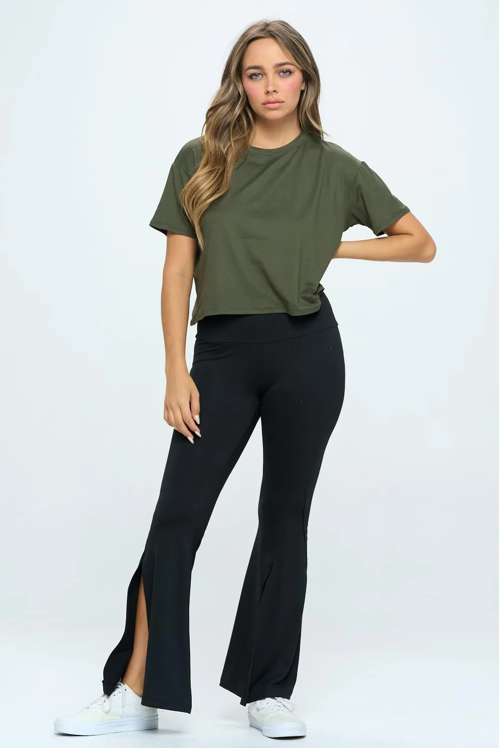 KNIT RIOT Women’s Crop Top – Short Sleeve Soft Boxy Crewneck Casual Active Workout Yoga Running Cropped Tee T Shirts