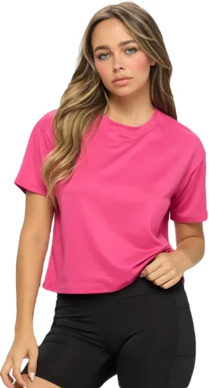 KNIT RIOT Women’s Crop Top – Short Sleeve Soft Boxy Crewneck Casual Active Workout Yoga Running Cropped Tee T Shirts