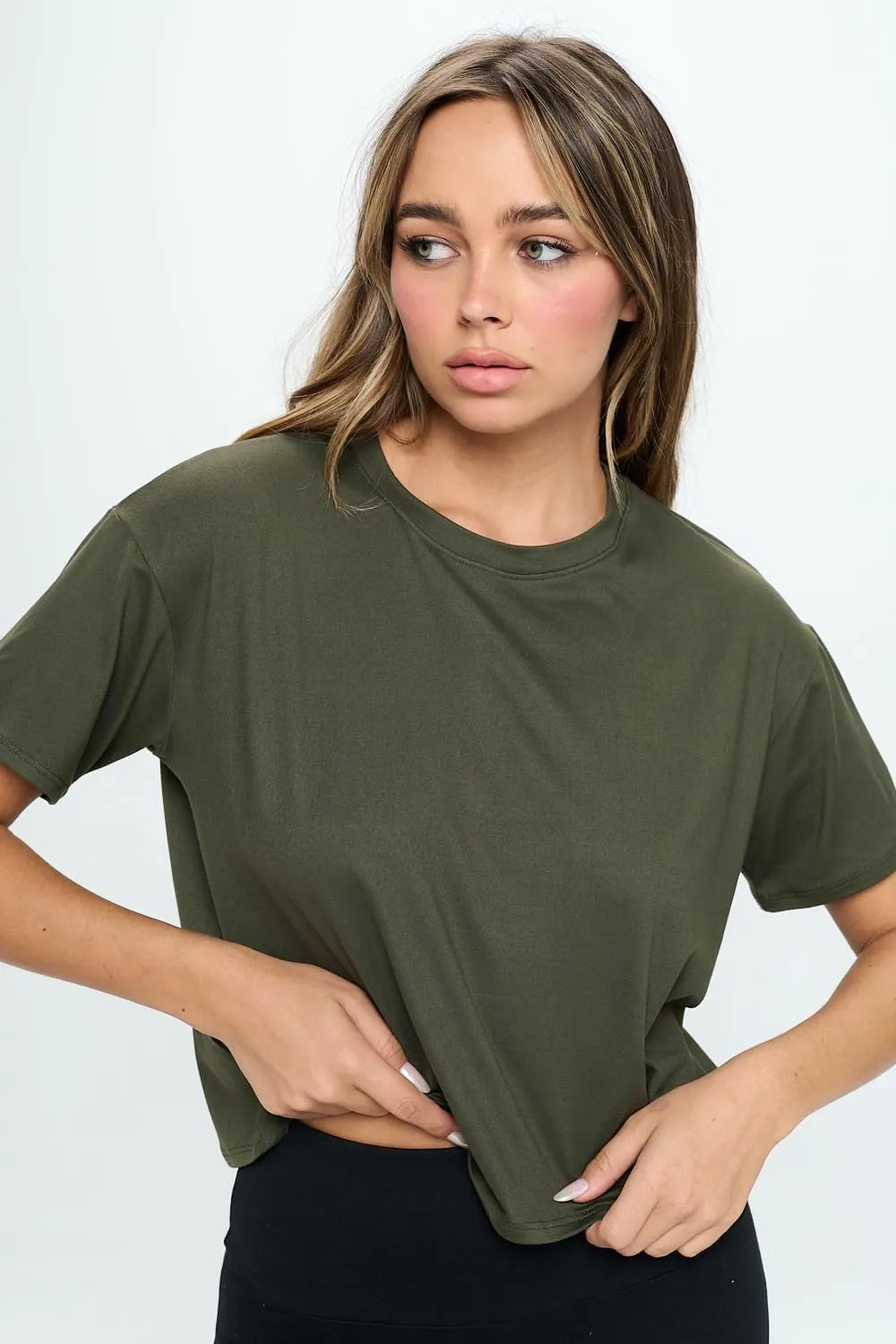 KNIT RIOT Women’s Crop Top – Short Sleeve Soft Boxy Crewneck Casual Active Workout Yoga Running Cropped Tee T Shirts