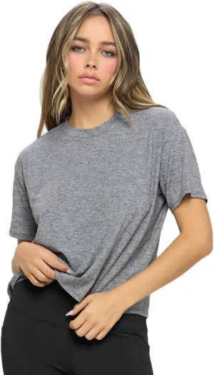 KNIT RIOT Women’s Crop Top – Short Sleeve Soft Boxy Crewneck Casual Active Workout Yoga Running Cropped Tee T Shirts