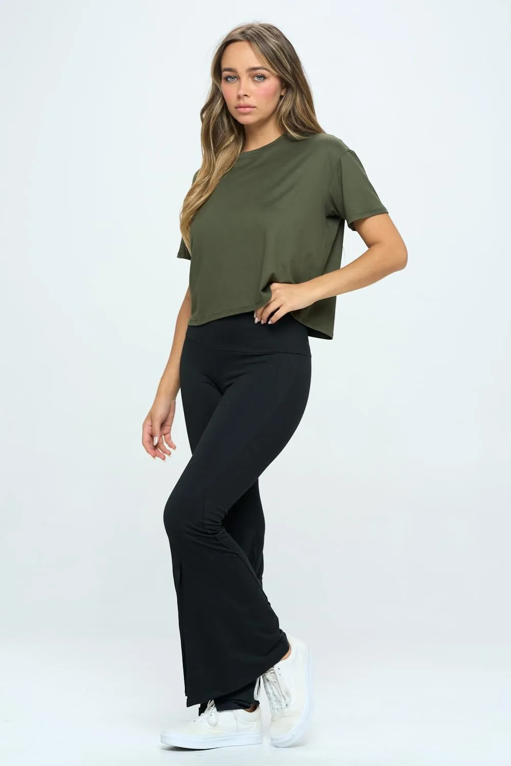 KNIT RIOT Women’s Crop Top – Short Sleeve Soft Boxy Crewneck Casual Active Workout Yoga Running Cropped Tee T Shirts
