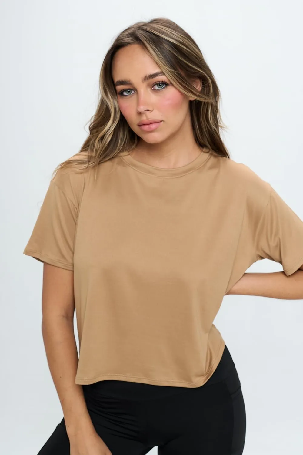 KNIT RIOT Women’s Crop Top – Short Sleeve Soft Boxy Crewneck Casual Active Workout Yoga Running Cropped Tee T Shirts