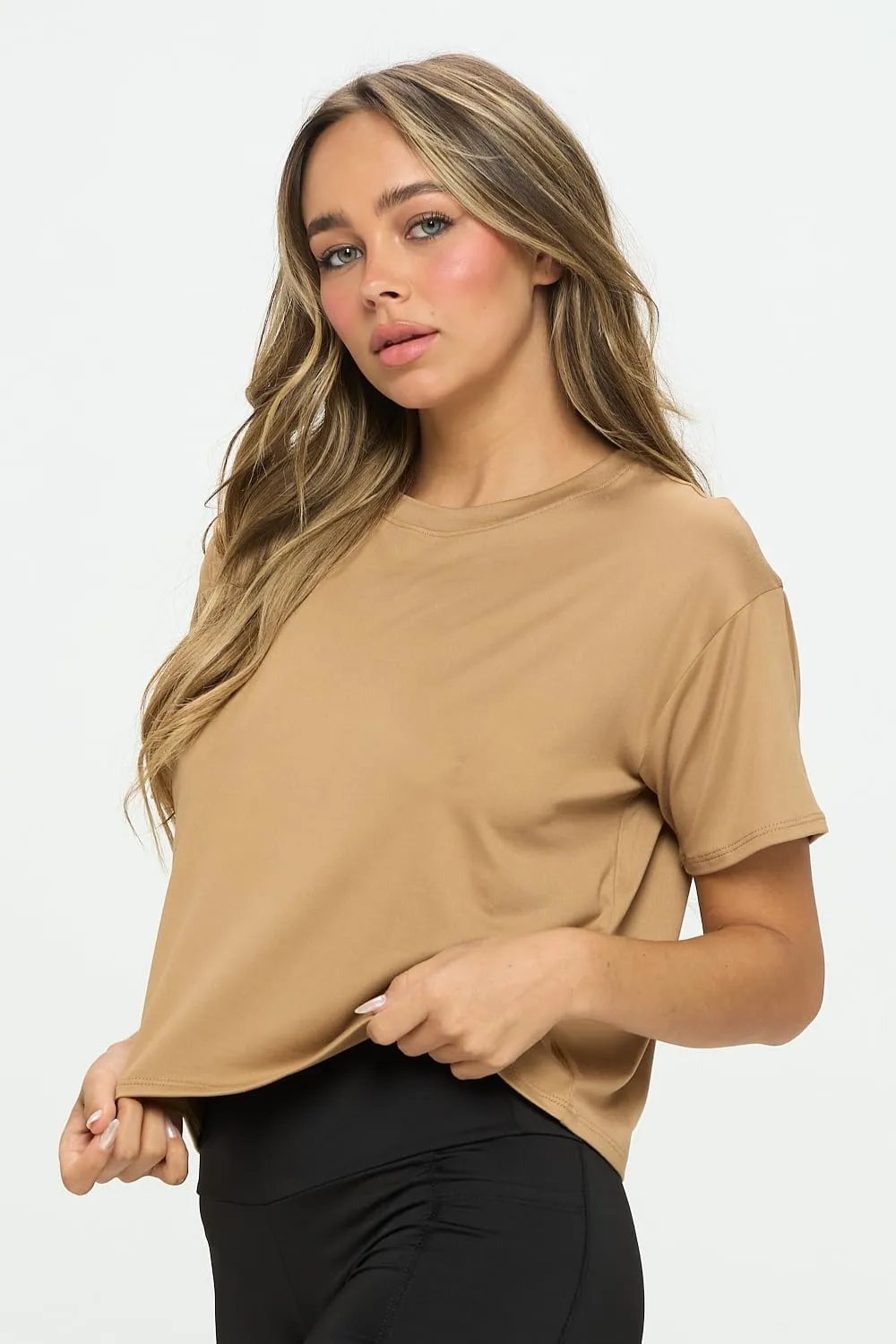 KNIT RIOT Women’s Crop Top – Short Sleeve Soft Boxy Crewneck Casual Active Workout Yoga Running Cropped Tee T Shirts