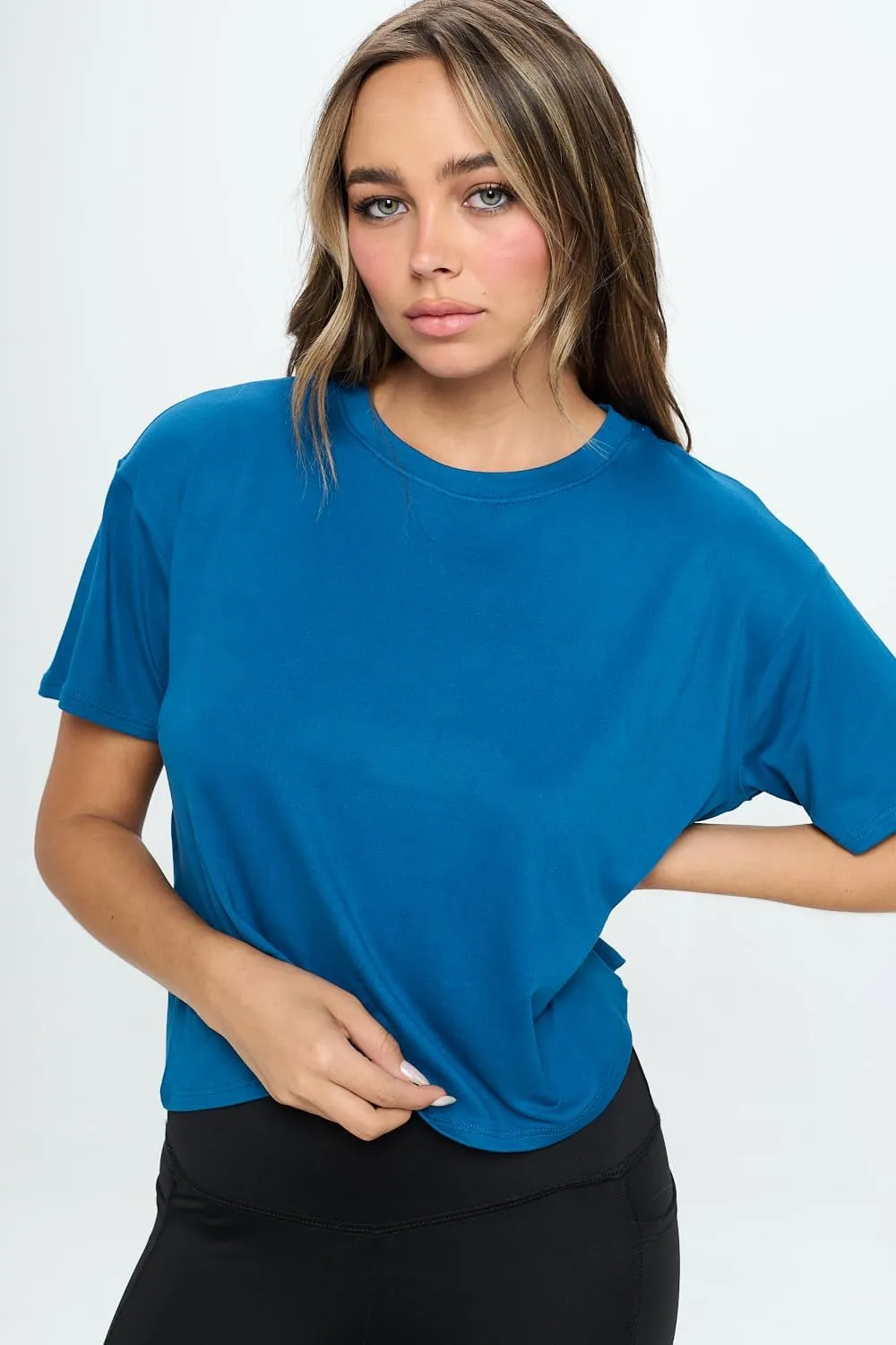 KNIT RIOT Women’s Crop Top – Short Sleeve Soft Boxy Crewneck Casual Active Workout Yoga Running Cropped Tee T Shirts