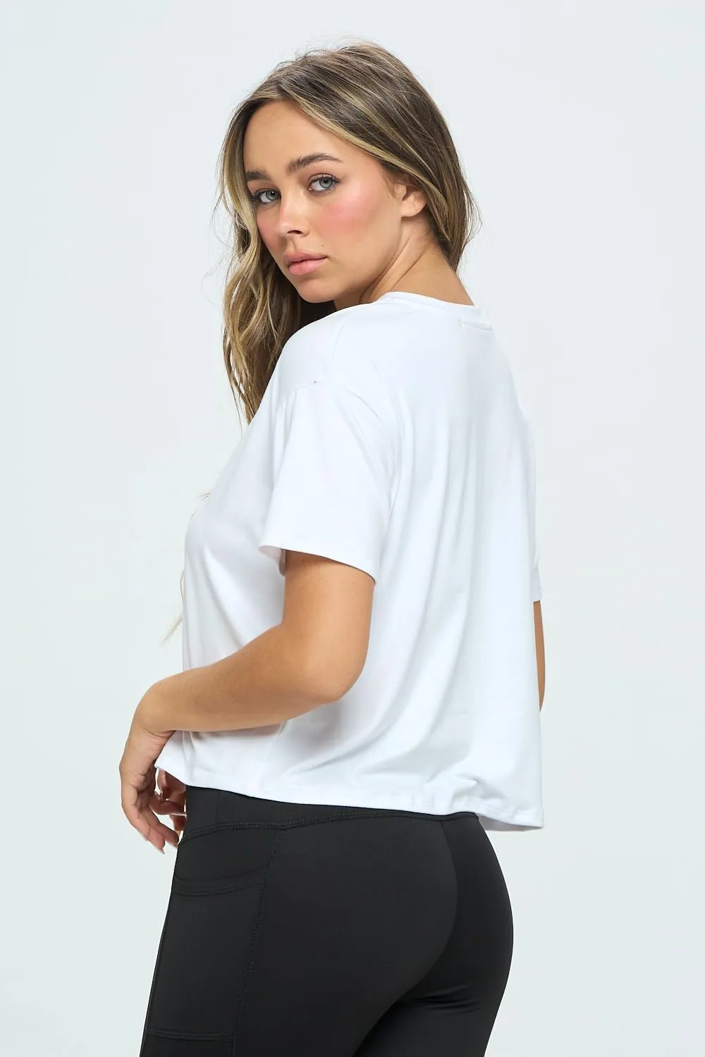 KNIT RIOT Women’s Crop Top – Short Sleeve Soft Boxy Crewneck Casual Active Workout Yoga Running Cropped Tee T Shirts