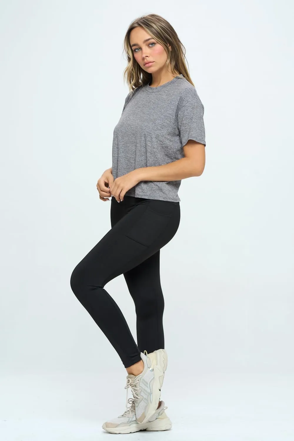 KNIT RIOT Women’s Crop Top – Short Sleeve Soft Boxy Crewneck Casual Active Workout Yoga Running Cropped Tee T Shirts