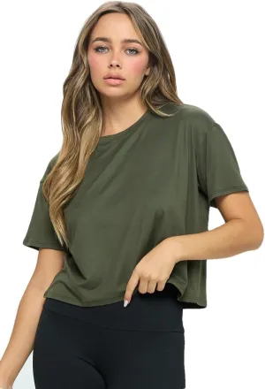 KNIT RIOT Women’s Crop Top – Short Sleeve Soft Boxy Crewneck Casual Active Workout Yoga Running Cropped Tee T Shirts