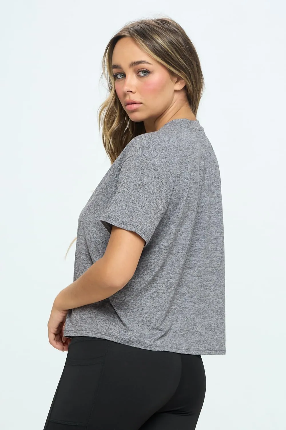 KNIT RIOT Women’s Crop Top – Short Sleeve Soft Boxy Crewneck Casual Active Workout Yoga Running Cropped Tee T Shirts
