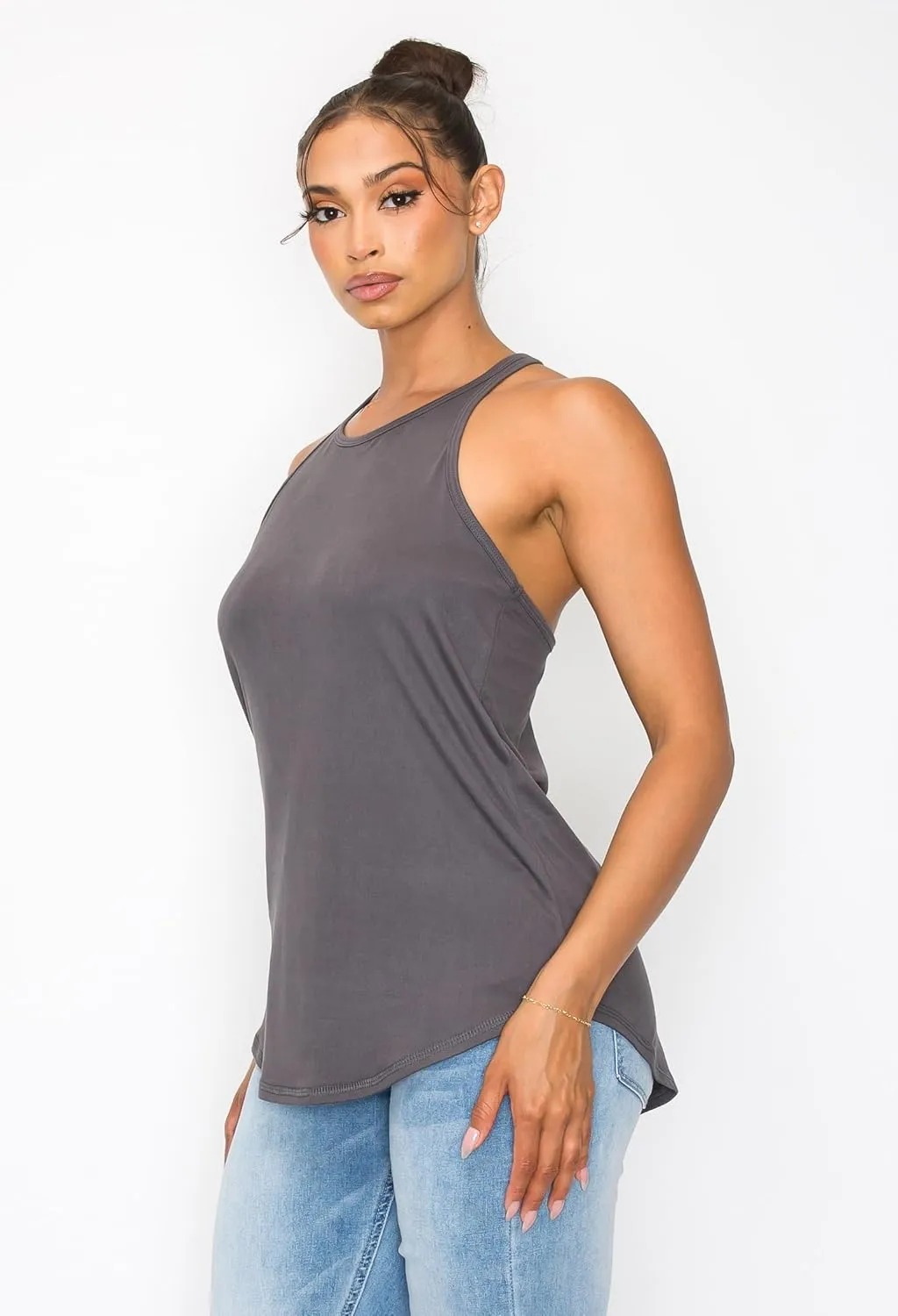 KNIT RIOT Women’s Sleeveless Tank Top – Strappy Y Back Soft Casual Yoga Active Athletic Gym Workout Running T Shirts