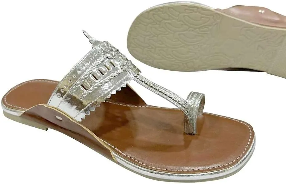 Kolhapuri Chappal For Women's Indian Flat Flip Flop Kolhapuri Sandals For Women Ethnic s Casual Mojaris