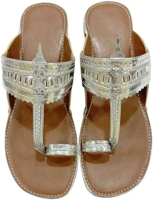 Kolhapuri Chappal For Women's Indian Flat Flip Flop Kolhapuri Sandals For Women Ethnic s Casual Mojaris