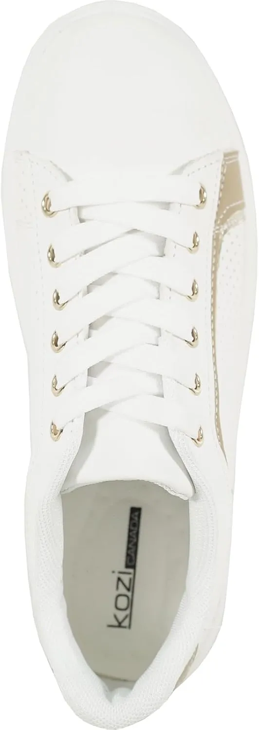 KOZI Women Comfort Platform Fashion Sneaker Wedge Oxford Lace-up Shoe MG Collection with Removable Insole