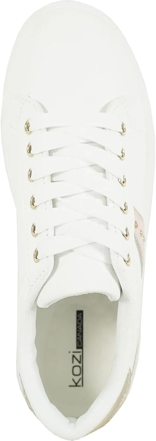 KOZI Women Comfort Platform Fashion Sneaker Wedge Oxford Lace-up Shoe MG Collection with Removable Insole