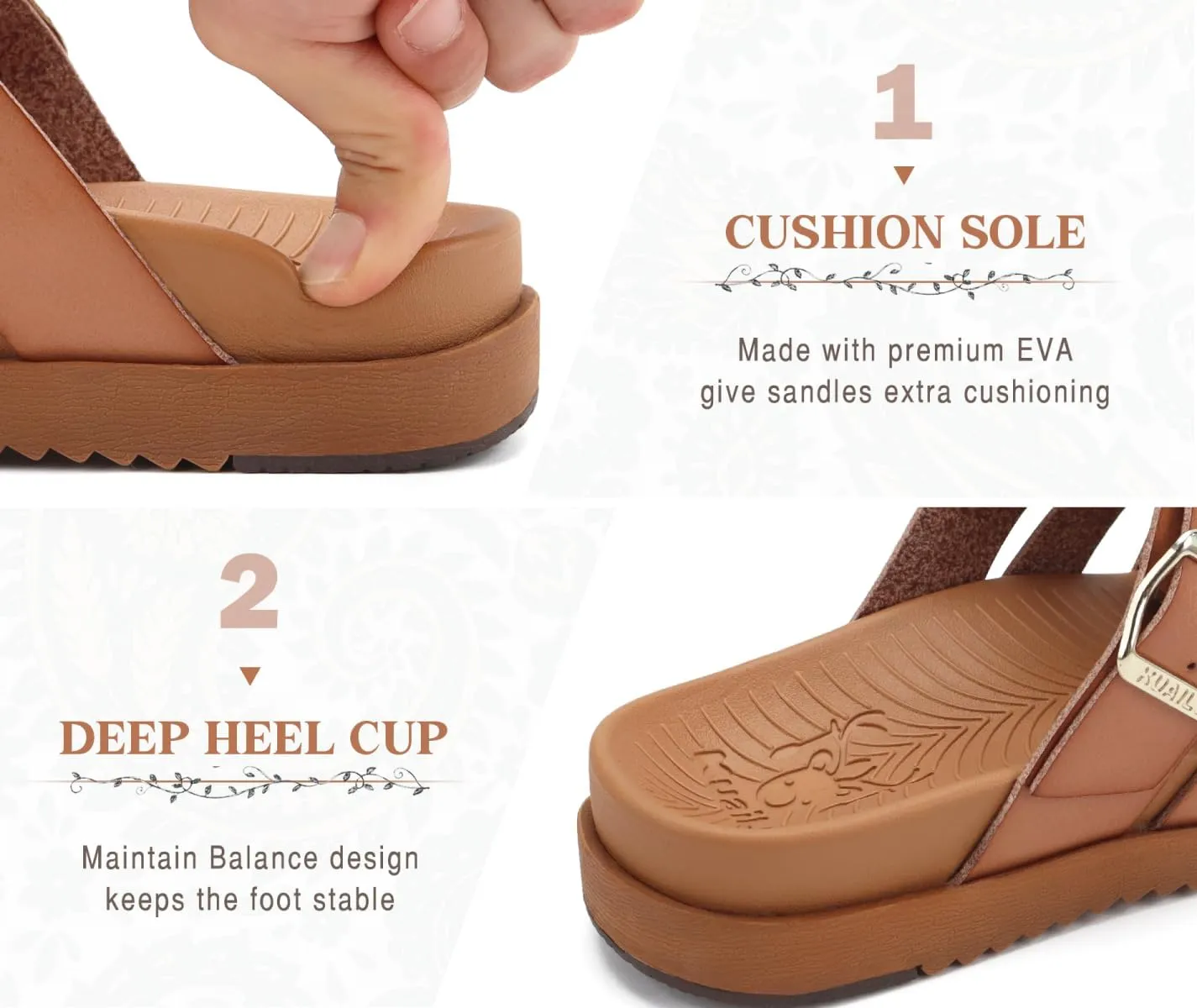 KuaiLu Gladiator Sandals for Women with Comfortable Arch Support Summer Beach Walking Fisherman Slides Boho Outfits Slip on Cushion Shoes Indoor Outdoor