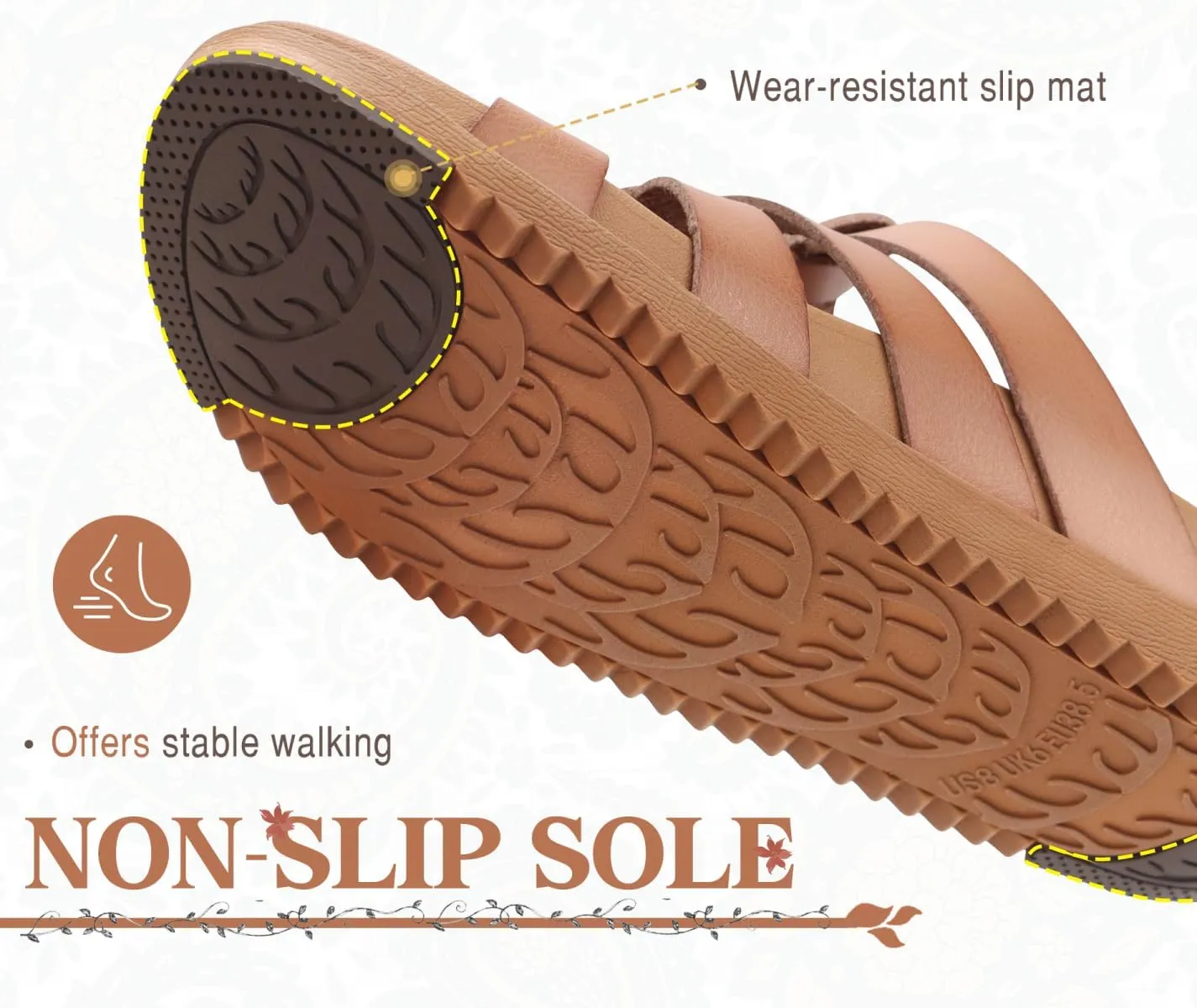 KuaiLu Gladiator Sandals for Women with Comfortable Arch Support Summer Beach Walking Fisherman Slides Boho Outfits Slip on Cushion Shoes Indoor Outdoor