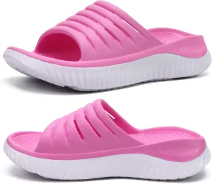 KuaiLu Womens Recovery Sandals With Comfortable Plantar Fasciitis Support,Ladies Orthotic Open Toe Sport Slides Thick Cushion Reduces Stress on Feet,Joints & Back Post-Exercise