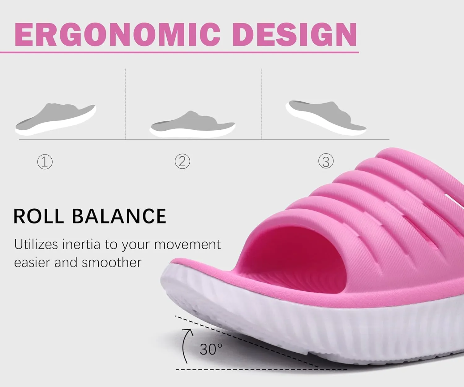 KuaiLu Womens Recovery Sandals With Comfortable Plantar Fasciitis Support,Ladies Orthotic Open Toe Sport Slides Thick Cushion Reduces Stress on Feet,Joints & Back Post-Exercise