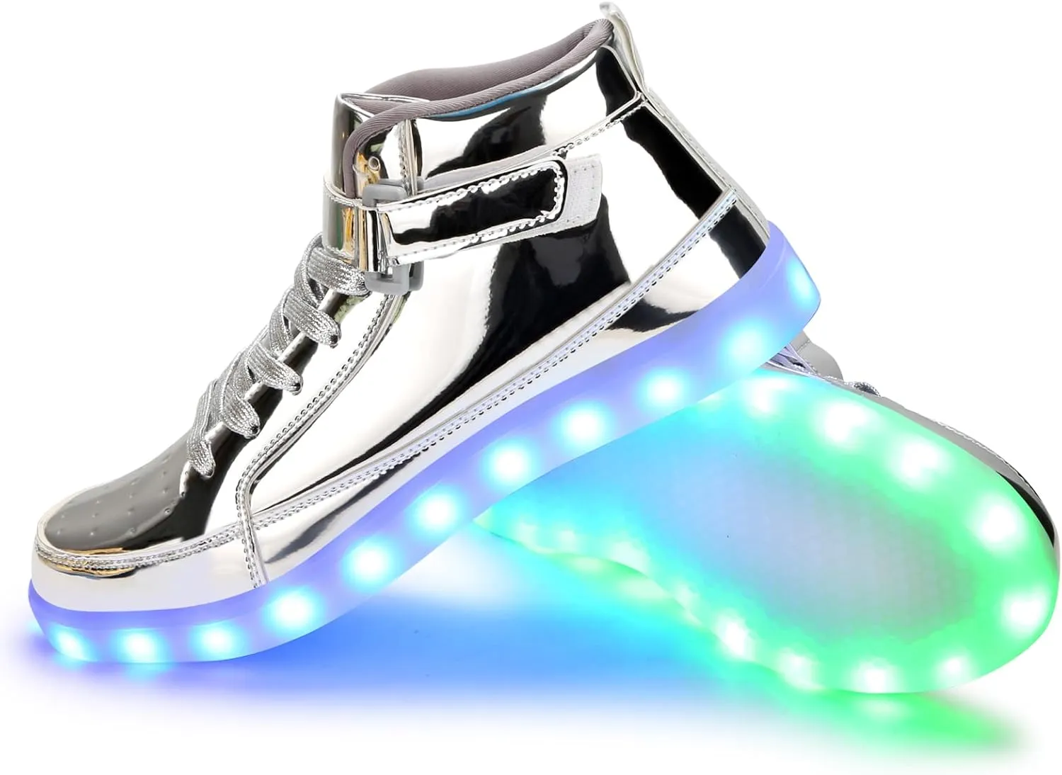 KUNWFNIX Light Up High Top Adult LED Sneakers - Multicolor, Men's & Women's - Glow in The Dark - USB Rechargeable - Dancing Parties