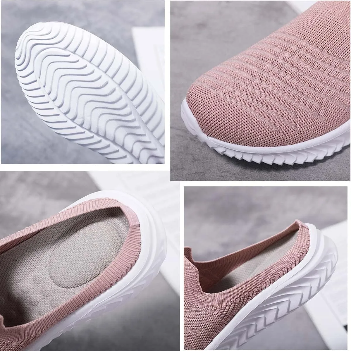 Ladies Lightweight Knitted Mesh Fabric Non-Slip Rubber Soles Garden Shoes Breathable Beach Shoes Clogs Mules Shoes