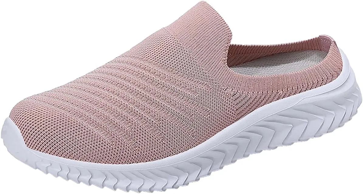 Ladies Lightweight Knitted Mesh Fabric Non-Slip Rubber Soles Garden Shoes Breathable Beach Shoes Clogs Mules Shoes