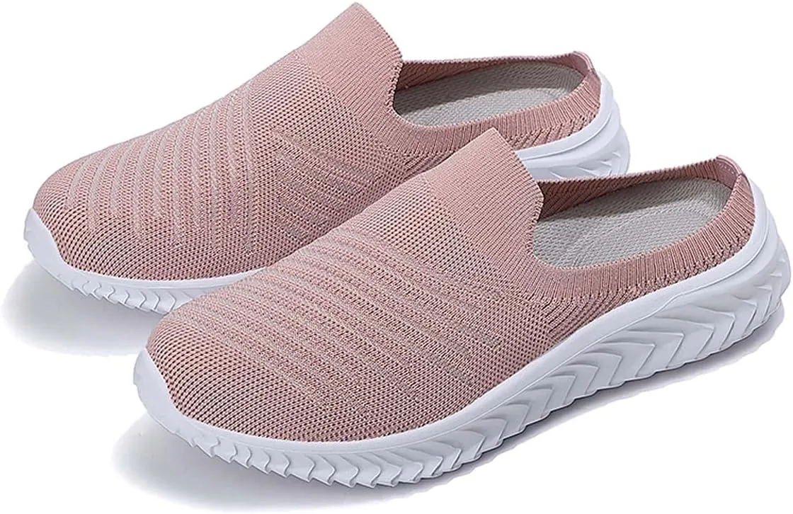 Ladies Lightweight Knitted Mesh Fabric Non-Slip Rubber Soles Garden Shoes Breathable Beach Shoes Clogs Mules Shoes