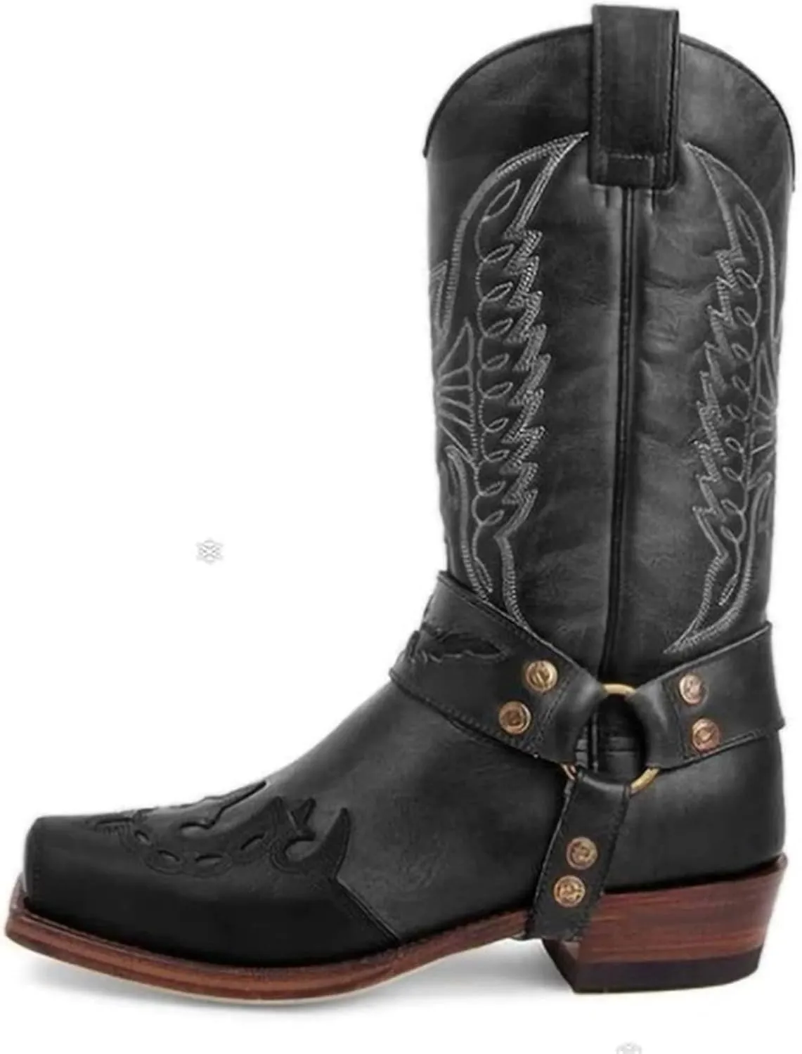Ladmiple Cowboy Boots For Women Wide Calf Knee High Embroidered Pull-On Chunky Heel Cowgirl Western Fashion Tall Boot