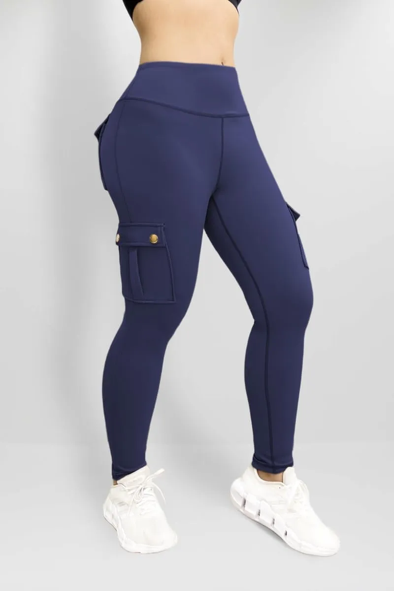 Leggings for Women Workout Cargo Pants Butt Lifting Leggings High Waist Tummy Control Yoga Legging with Flap Pockets